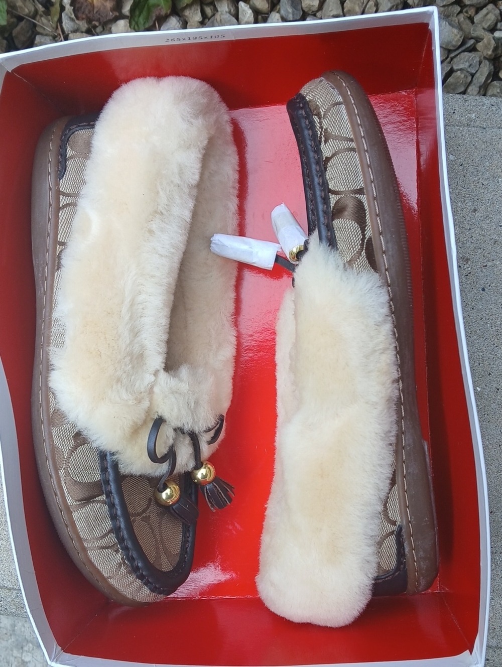 Coach Fiona Signature Shearling Moccasin Slippers Sz 7.5 M - Picture 10 of 12
